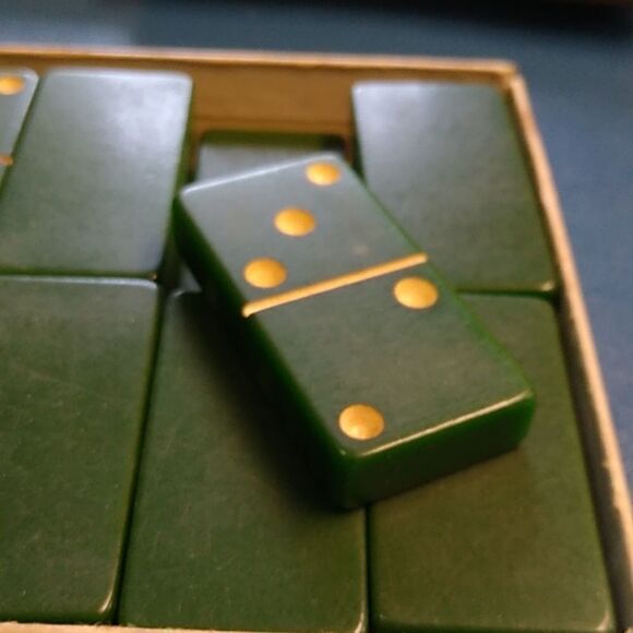 Vintage Green Rock Marble Dominoes by Cardinal Cottagecore Grandmacore - Picture 4 of 7